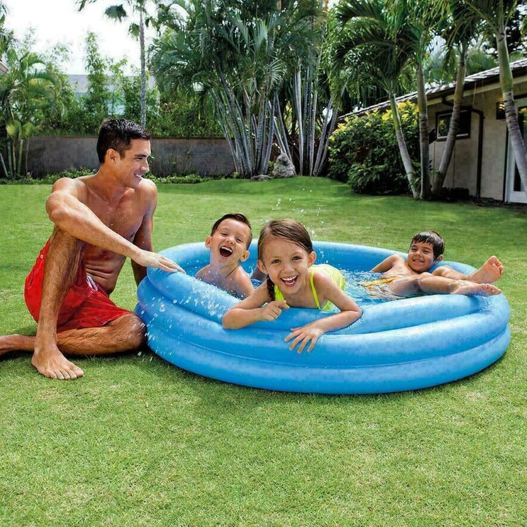 INTEX Paddling Swimming Pool Childrens Kids 114cm 3 Ring Garden Play Pool *SALE* 